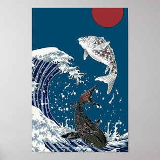Japanse KOI-kunst, yinyang Poster
