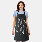 Japanse Koi minimalistische zwart-wit Schort (Gedragen)