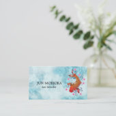 Japanse Koi op Blauwe Achtergrond Visitekaartje (Staand voorkant)