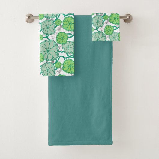 Japanse Koi Pond Towel Set Bad Handdoek (Insitu)