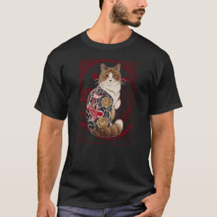 Japanse Koi Tattoo Kat Kunst Esthetisch Vintage Ri T-shirt
