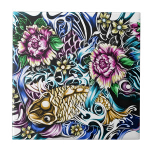 Japanse Koi-Tattoo ontwerpproducten Tegeltje