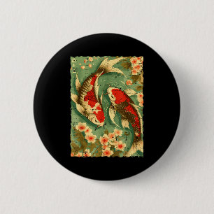 Japanse Koi Vis Cherry Bloesems Sakura Kunst Manne Ronde Button 5,7 Cm