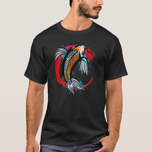 Japanse koi vis de Enso ring Zen Circle mannen T-shirt (Voorkant)