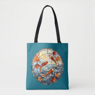Japanse Koi Vis en Herfstbladeren Tote Bag