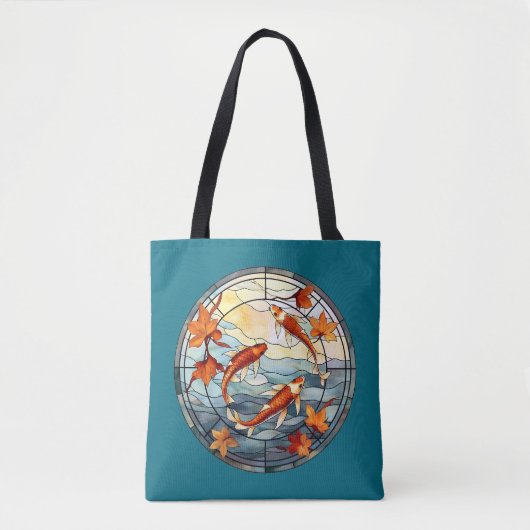 Japanse Koi Vis en Herfstbladeren Tote Bag (Voorkant)