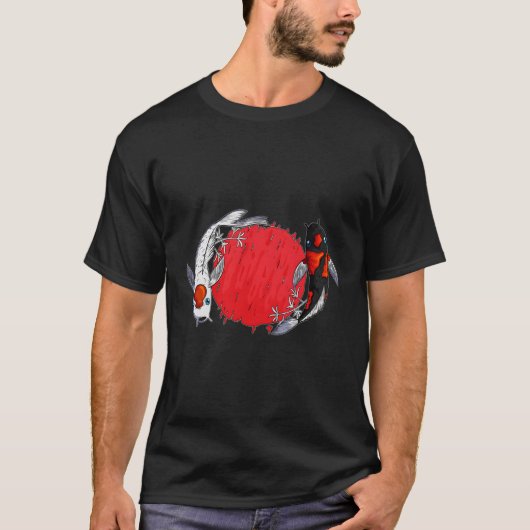 Japanse Koi Vis Fokken Japan Ying Yang Koi T-shirt (Voorkant)