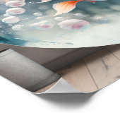 Japanse koi vis in bubbel poster (Hoek)