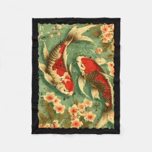 Japanse Koi Vis Kersenbloesem Sakura Kunst Mannen  Fleece Deken