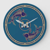 Japanse Koi Vis Monogram Grote Klok (Voorkant)