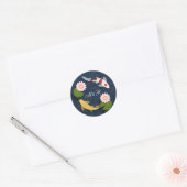Japanse Koi Vis Monogram Initiaal Ronde Sticker (Envelop)