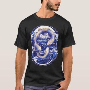 Japanse Koi Vis Oceaan Golf Tattoo Symboliek Sere T-shirt