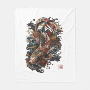 Japanse Koi Vis   Traditionele Japanse Tatoeage Fleece Deken