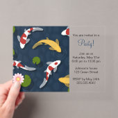 Japanse Koi Vis Vijver Feest Acryl Uitnodigingen (Insitu (Draagbaar))