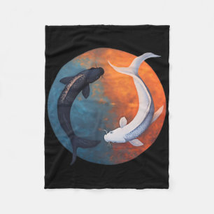 Japanse Koi Vis Yin En Yang Mannen Vrouwen Visser  Fleece Deken