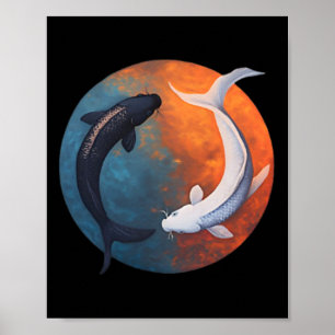 Japanse Koi Vis Yin En Yang Mannen Vrouwen Visser Poster