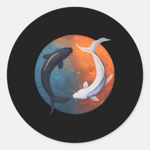 Japanse Koi Vis Yin En Yang Mannen Vrouwen Visser Ronde Sticker