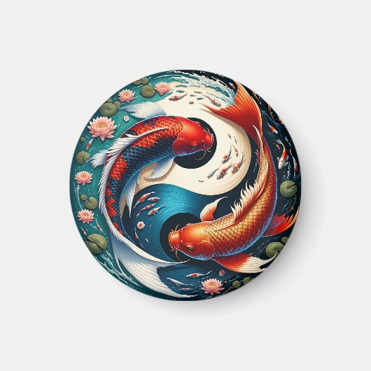 Japanse Koi Vis Yin Yang Magneet (Voorkant)
