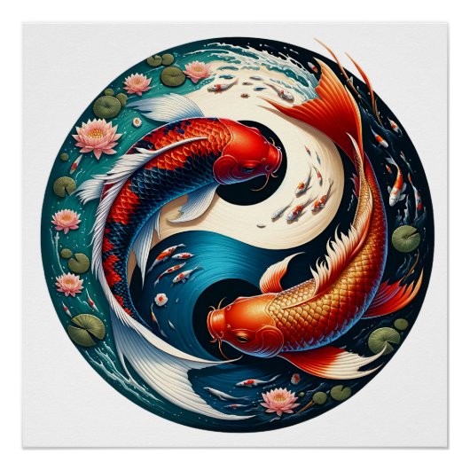 Japanse Koi Vis Yin Yang Perfect Poster (Voorkant)