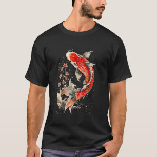 Japanse Koi Vissen en Bloemen Zwemmende Tatoeage V T-shirt