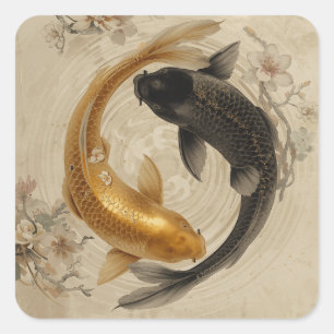 Japanse Koi Vissen Schilderijencollectie Vierkante Sticker