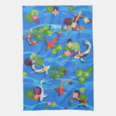 Japanse Koi Visvijver 2026 Kalender Theedoek (Verticaal)