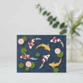 Japanse Koi Visvijver Briefkaart (Staand voorkant)