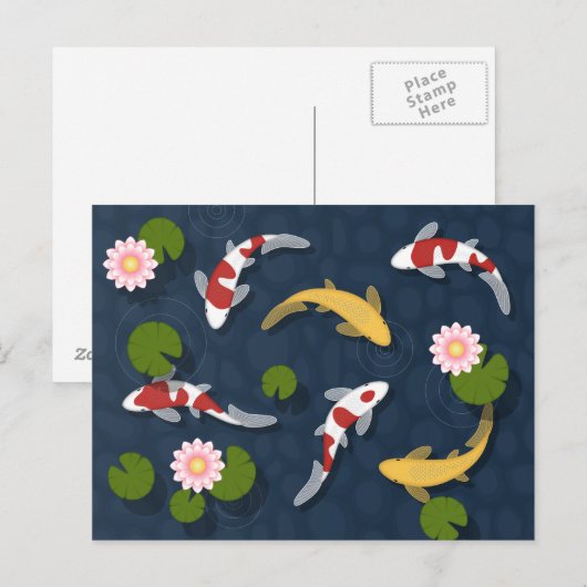 Japanse Koi Visvijver Briefkaart (Voorkant / Achterkant)