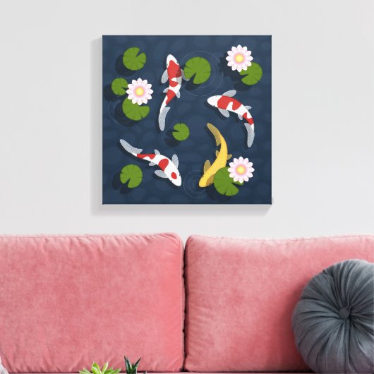 Japanse Koi Visvijver Canvas Afdruk (Insitu (Woonkamer))