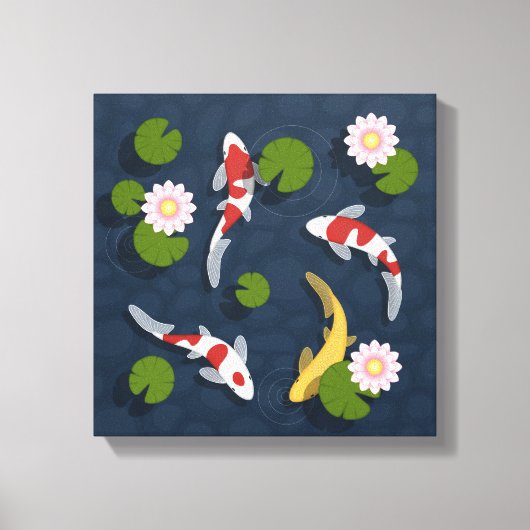 Japanse Koi Visvijver Canvas Afdruk (Voorkant)