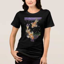 Japanse Koi Visvijver Illustratie Esthetisch Tri-Blend Shirt