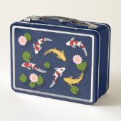 Japanse Koi Visvijver op Blauw (Achterkant)