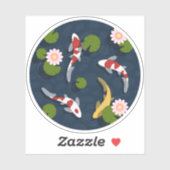 Japanse Koi Visvijver Rond Sticker (Vel)