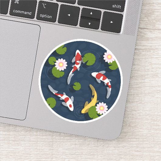 Japanse Koi Visvijver Rond Sticker (Detail)