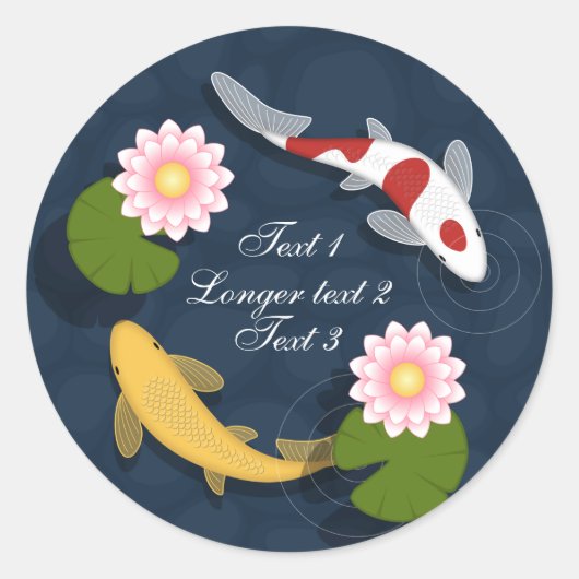 Japanse Koi Visvijver Ronde Sticker (Voorkant)