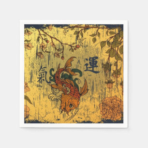 Japanse Koi White Paper servetten, standaard rande Servet