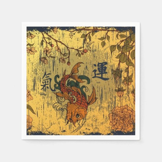 Japanse Koi White Paper servetten, standaard rande Servet (Voorkant)
