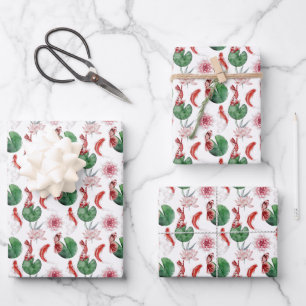 Japanse koivispartij betutteld inpakpapier vel