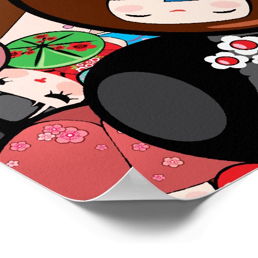 Japanse Kokeshi Doll - Afdruk Poster (Hoek)