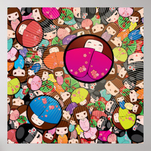 Japanse Kokeshi Doll - Afdruk Poster