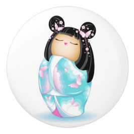 Japanse Kokeshi Doll Keramische Knop