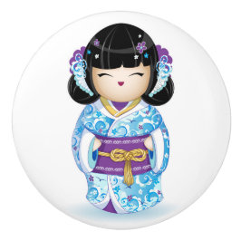 Japanse Kokeshi Doll Keramische Knop
