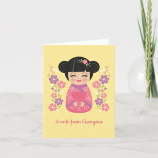 Japanse Kokeshi Doll Personal Note Card Bedankkaart