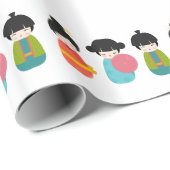 Japanse Kokeshi Dolls Cadeaupapier (Rol Hoek)