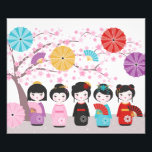 Japanse Kokeshi Dolls Foto Afdruk<br><div class="desc">Ontdek de wereld van de Japanse Kokeshi Dolls en kersenbloesems met dit prachtige ontwerp.</div>