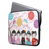 Japanse Kokeshi Dolls Laptop Sleeve (Voorkant Links)