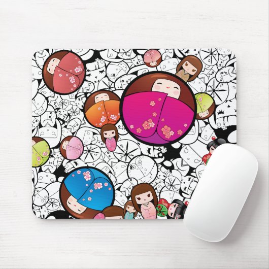 Japanse Kokeshi Dolls - Mousepad Muismat (Met muis)