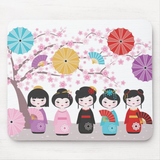 Japanse Kokeshi Dolls Muismat (Voorkant)