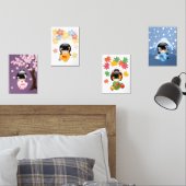 Japanse Kokeshi Dolls Seizoenen Muurkunst Sets (Slaapkamer)