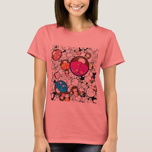 Japanse Kokeshi Dolls T-shirt (Voorkant)